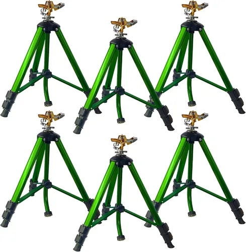 Vista 8 de LIULO TOOL Aspersor de impacto en base de trípode, aspersores de trípode con cabeza, riego de área grande de 360 grados con patas de extensión