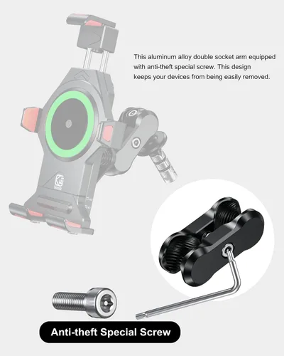 Vista 3 de Brazo antirrobo de doble enchufe de aleación de aluminio BRCOVAN Compatible with RAM Mounts B Size 1'' Ball Components & Bike Motorcycle Phone