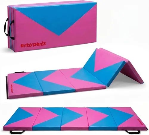 Vista 14 de Antsy Pants Colchoneta de gimnasia para niños, fácil de limpiar, resistente, plegable, acolchada, ligera, portátil, equipo de gimnasia para juego