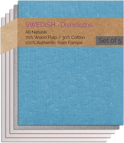 Vista 22 de SWEDEdishcloths - Toallas de esponja de celulosa - Juego de 10 paños de cocina suecos (azul)
