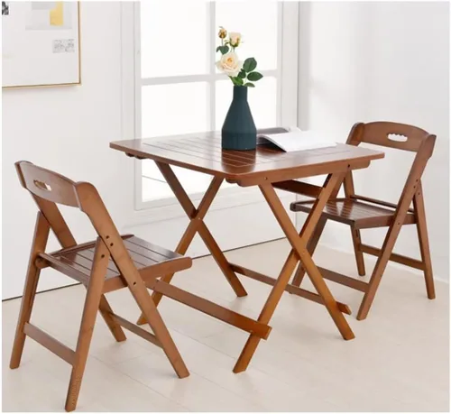 Vista 2 de Sillas de comedor plegables de bambú, cómoda oficina de asiento, área de recepción, mesa y silla plegables, fácil de almacenar, 1 ps(color natural)