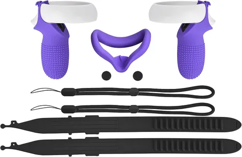 Vista 7 de XIAOGE Accesorios de control para Oculus Quest 2 con combo de cubierta facial accesorio de auriculares VR a prueba de sudor y anticolisión