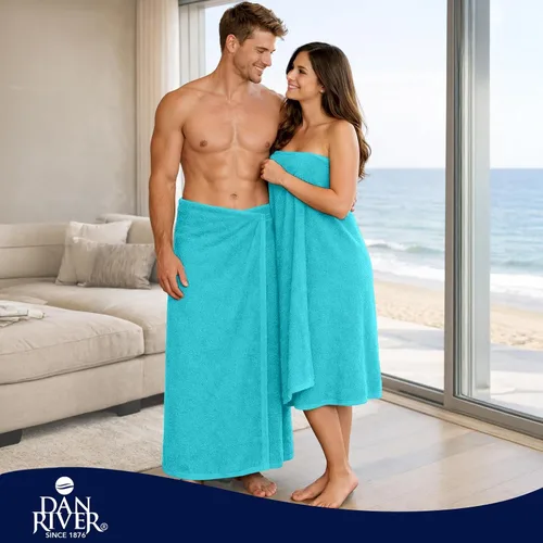 Vista 5 de DAN RIVER Paquete de 1 sábana de baño de 40x80 pulgadas, sábanas de baño jumbo para adultos, toallas grandes gruesas y absorbentes - Aguamarina