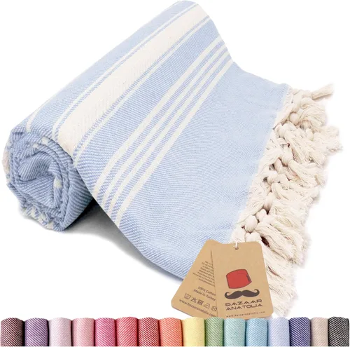 Vista 52 de Toalla de baño turca, 100% algodón, 71 x 39 pulgadas, beige arpa