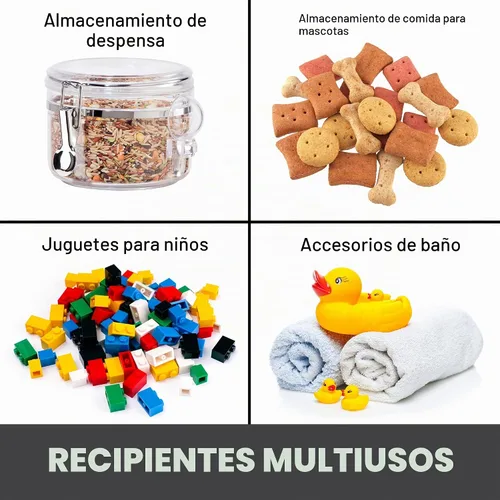 Vista 4 de OGGI Recipiente hermético transparente de 28 onzas - Tapa con cierre y cuchara - Recipientes herméticos para almacenamiento de alimentos, ideales