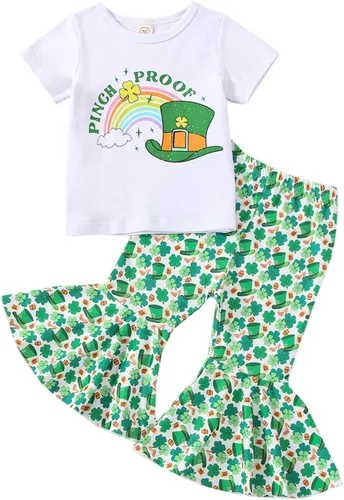 Vista 51 de Eadrioss Ropa para bebé niña pequeña, traje de campana de manga corta, camisa de flores para niños, pantalones florales acampanados, ropa de verano