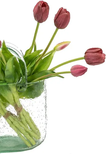 Vista 4 de DUYONE 15 flores de tulipanes artificiales, ramo de látex de tacto real, tulipanes falsos para oficina, boda, fiesta, hogar, cocina, jardín