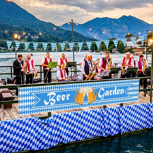 Vista 7 de Oktoberfest Bavarian Pennant Banner – Letrero de jardín de cerveza de tela para fiesta de Oktoberfest, suministros de decoración de festivales
