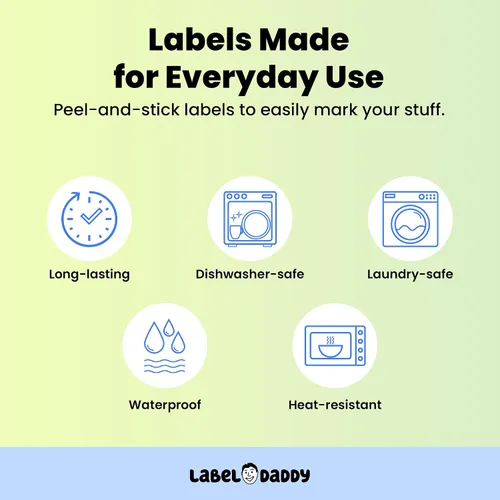 Vista 4 de Label Daddy Etiquetas de nombre personalizadas para niñas, etiquetas de nombre impermeables de tamaño individual para niños, sin planchado y Mariposa
