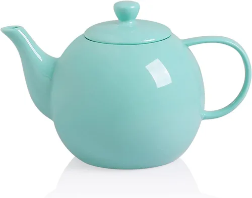 Vista 12 de Sweejar - Tetera de cerámica, tetera de porcelana de 30 onzas con infusor Azul