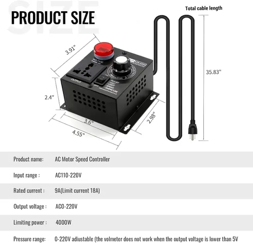Vista 3 de Controlador de velocidad variable del motor de CA y regulador de velocidad del ventilador - 15A 110V