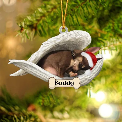 Vista 126 de Afghan Hounds - Adorno de Navidad con alas de ángel durmiente, recuerdo personalizado para perros 2024, adorno de forma acrílica, regalos
