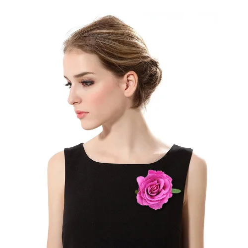 Vista 3 de Broche de flores para el pelo de rosa para mujer, para tocado de novia, bailarina flamenca, paquete de 10 unidades (mezcla de 10 colores)