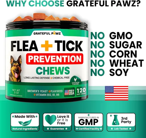 Vista 5 de Prevención de pulgas y garrapatas masticables para perros, fabricado en Estados Unidos, suplemento natural para pulgas y garrapatas, píldoras orales