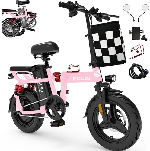 Vista 10 de DDC SPORT Folding Electric Bike, Peak 800W Motor 20MPH,48V 14Ah Removable Battery 55Miles Ebike,14'' Lightweight Adults Electric Bicycles for