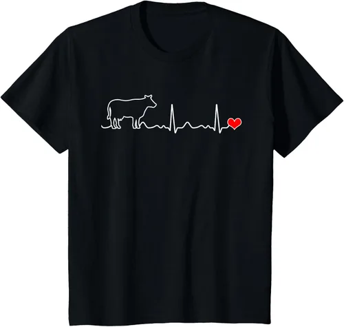 Vista 43 de Camiseta de paciente con corazón I Love My Cow Valve EKG Heartbeat Heart Pacient, Negro, S