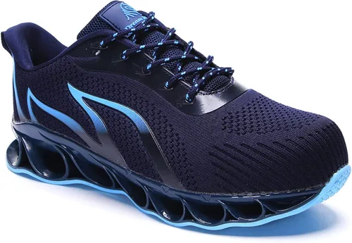 Vista 5 de DREAM HORSE Zapatos de trabajo indestructibles con punta de acero para hombres, zapatos de seguridad de malla ligera, zapatos de construcción