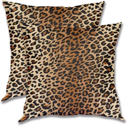 Vista 22 de Fundas de Almohada Antelope 16 x 16 Pulgadas Paquete de 2, Fundas de Almohadas Decorativas con Estampado de Piel de Animal de Lino para Exteriores