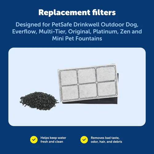 Vista 5 de Filtros de reemplazo de carbono premium PetSafe Drinkwell - Mejora el sabor del agua - Carbón activado de cáscaras de coco - Compatible con fuentes