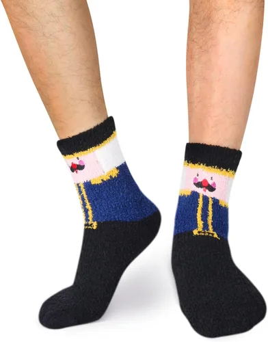 Vista 6 de Calcetines mullidos para hombre, unisex, lindos animales, acogedores, divertidos, esponjosos, cálidos, de invierno, de felpa, para dormir, regalos