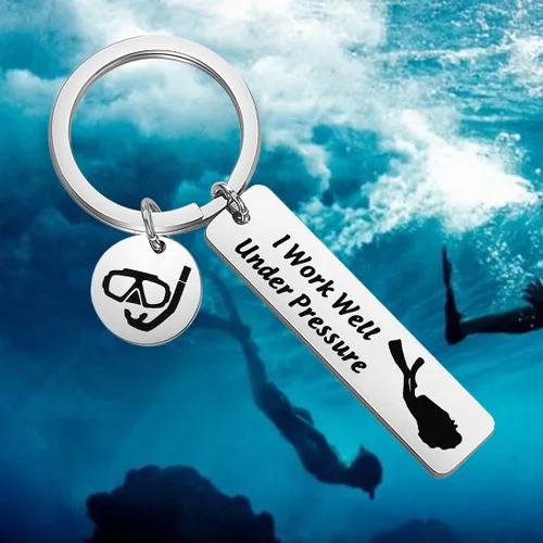 Vista 6 de CHOORO Buceo Regalo Buceo Regalo I Work Bien Bajo Presión Llavero Deportes Extremos Joyería Gran Regalo para Buceadores