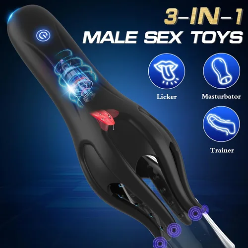 Vista 6 de Masturbador masculino Juguetes sexuales para hombres, vibrador de pene masculino para hombres con lamer la lengua, Masterbater Juguete sexual