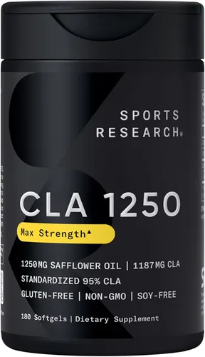 Vista 9 de Sports Research CLA - 1250 mg con ácido linoleico conjugado activo para hombres y mujeres Sin OMG, sin soja ni gluten, 95% (90 cápsulas blandas)