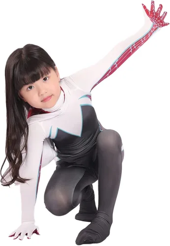 Vista 7 de KETLYA Disfraz de superhéroe fantasma para niñas disfraz de Halloween y cosplay con capa juego completo