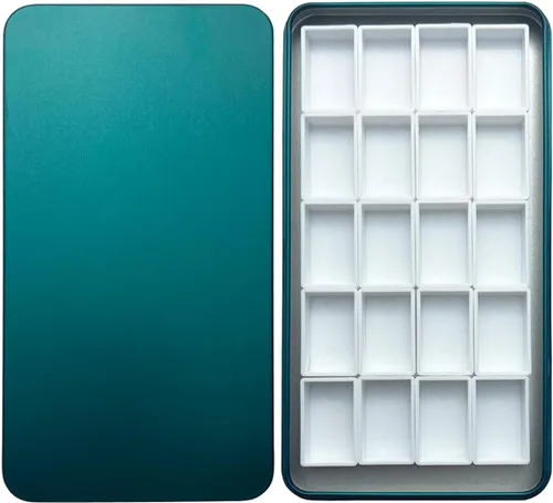 Vista 33 de FCLUB Paleta de latas de acuarela con 20 bandejas vacías completas con rayas magnéticas DIY tu kit de acuarela de viaje