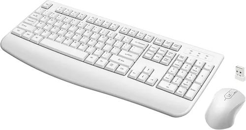Vista 10 de Combo de teclado y ratón inalámbricos, teclado inalámbrico de tamaño completo de 2.4GHz con cómodo reposa muñecas y ratón óptico inalámbrico