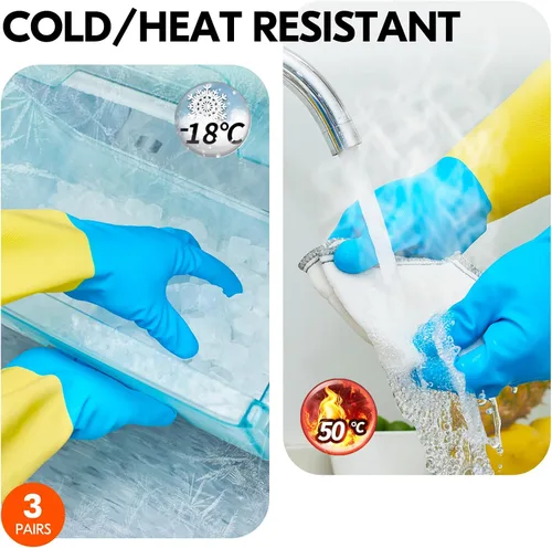 Vista 3 de Vgo... Guantes de limpieza,Lavavajillas,Cocina,Resistente,Reutilizables