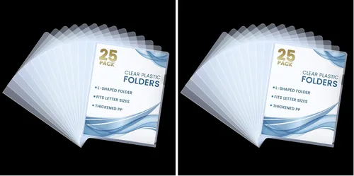 Vista 11 de Sooez Paquete de 25 bolsillos transparentes para carpetas de documentos para proyectos, carpetas de archivos de plástico tamaño carta, fundas
