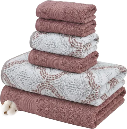 Vista 15 de Modern Threads Amaris - Juego de 6 toallas reversibles de jacquard teñido con hilo, toallas de baño, toallas de mano y paños de lavado