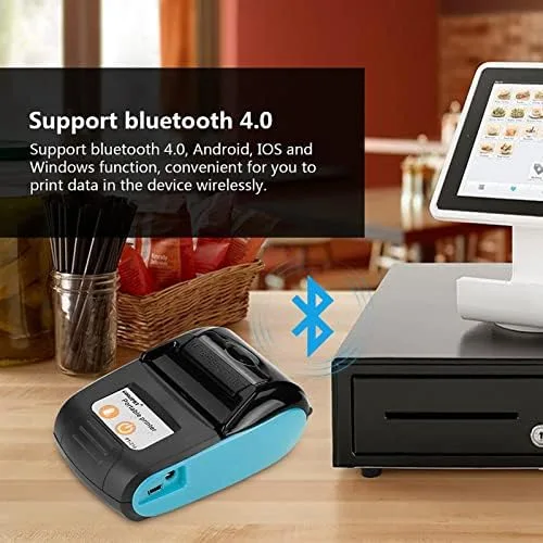 Vista 2 de Cryfokt Impresora térmica, impresora de recibos USB de 2.283 in 203DPI Mini impresora de bolsillo Control de teléfono inteligente Impresora móvil