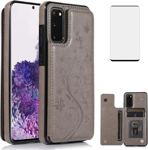 Vista 8 de Funda de teléfono para Samsung Galaxy S20 Glaxay S 20 5G de 6.2 pulgadas con protector de pantalla de vidrio templado y tarjetero con soporte