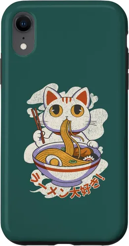 Vista 23 de Funda linda para iPhone 11 Chinese Lucky Cat Eating Ramen noodle lover anime Japón