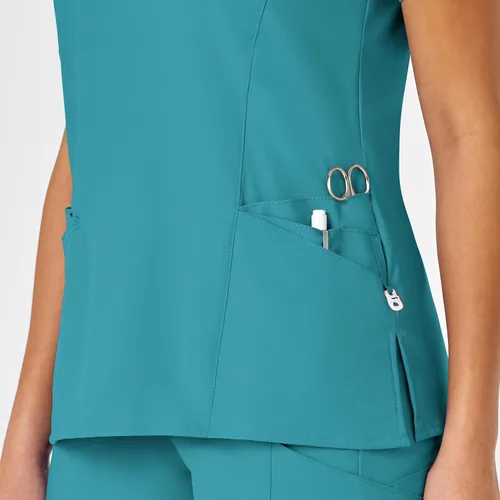 Vista 7 de WINK W123 - Camiseta médica cruzada para mujer, color verde azulado, talla XXS