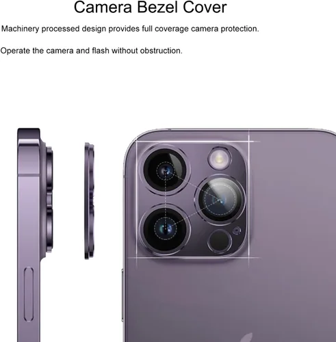 Vista 5 de [Negro] [Paquete de 2] Protector de lente de cámara para iPhone 15 Pro/15 Pro Max, cubierta de cámara de vidrio templado Ultra HD 9H, compatible