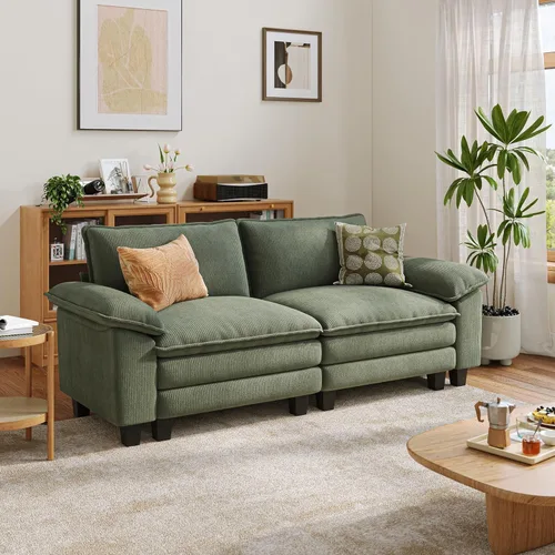 Vista 14 de LINSY HOME Cloud Sofa - Silla decorativa con tumbona otomana para interiores, sofá de pana perfecta para sala de estar, apartamento, oficina, beige