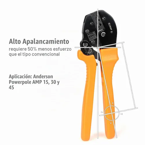 Vista 6 de IWISS, herramienta pinza pelacables para conectores de cable Anderson de 15, 30 y 45 amp con 10 pares de conectores de poste de electricidad de 30