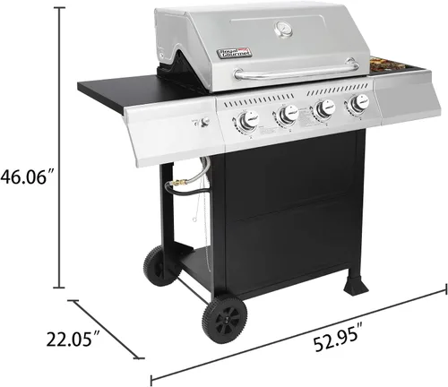 Vista 9 de Royal Gourmet GA4400T Parrilla de acero inoxidable de 4 quemadores, gasolina de propano líquido, 40,000 BTU, estilo de carrito, perfecto para un