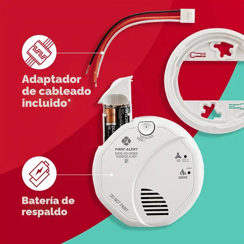 Vista 5 de FIRST ALERT BRK SC7010B-3 Detector de humo y monóxido de carbono (CO) cableado con batería de respaldo, paquete de 3