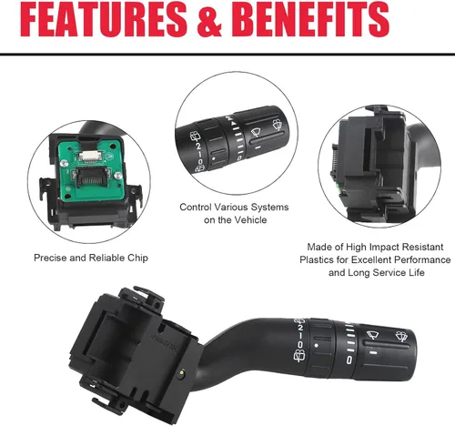 Vista 4 de Interruptor de Limpiaparabrisas Compatible con Ford - 2011-2019 Explorer, 2011-2015 Edge, 2013-2018 Police Interceptor Utility, 2011-2017 Lincoln