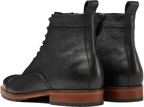 Vista 4 de Botas de cuero para hombre con cordones Brogue Cap Toe Negro