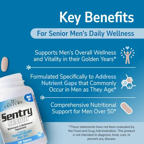 Vista 2 de 21st Century Sentry Senior Men 50Plus Tabletas, color blanco, sin perfume, 100