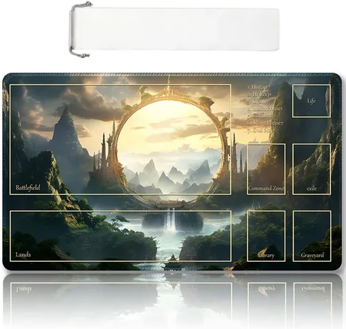 Vista 43 de Tapete de juego MTG cosido de alta calidad con zonas y parte trasera de goma antideslizante, tapete de juego TCG para MTG y otros juegos de cartas