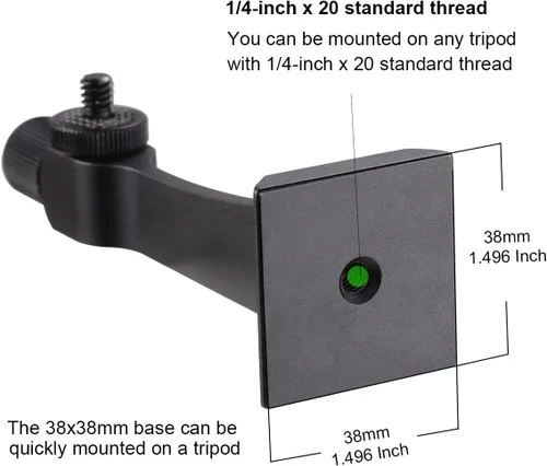 Vista 3 de Adaptador de trípode binocular de liberación rápida con base de montaje de 1.4 a 20 pulgadas, accesorios extraíbles para techo de 8 x 42, 10 x 50