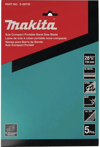 Vista 2 de Makita E-08735 28-3/4" 14 TPI Hoja de sierra de cinta portátil subcompacta bimetálica, 5/paquete