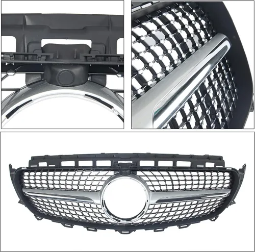 Vista 2 de Parrilla delantera para Mercedes Benz E Class W213 E300 E350 E350 E400 E550, estilo de diamante cromado