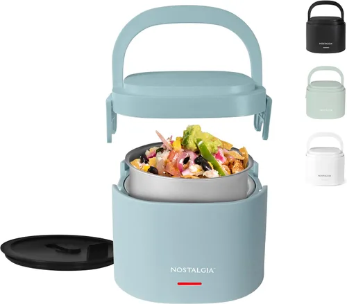 Vista 11 de Nostalgia Fiambrera portátil calentada – Calentador de alimentos de acero inoxidable de 2.5 tazas – Cable desmontable, tapa a prueba de fugas, asa